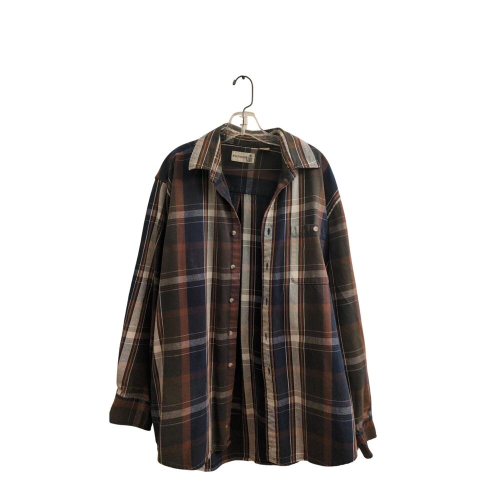 Fieldmaster Men's Thick Plaid Cotton Flannel Button-Up Shirt Sz XLT